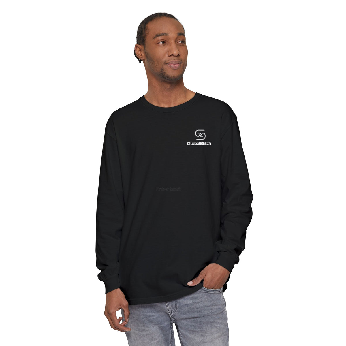 Minimal Customizable Long Sleeve Tee — Garment-Dyed Comfort